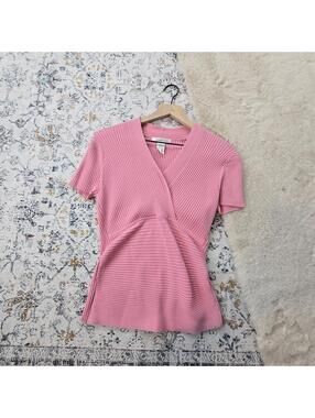 August Silk Pink Knit Sleeveless Top Blouse Women Large